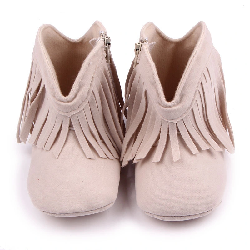 Baby Girl′ S Cowboy Tassel Boots Moccasin Mocks Baby Girl Kids Pre-Walker Solid Fringe Shoes Infant Toddler Soft Soled Anti-Slip Boots Esg11653