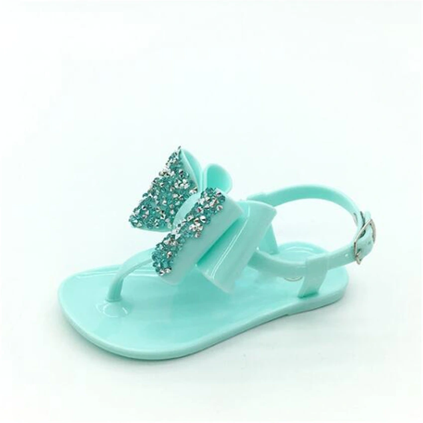 Jelly Shoes Kids Flip Flop Glittering Bowknot PVC Flat Sandals