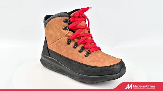 Venta al por mayor impermeable de moda de invierno al aire libre cálidos botines forro de piel con cordones botas antideslizantes