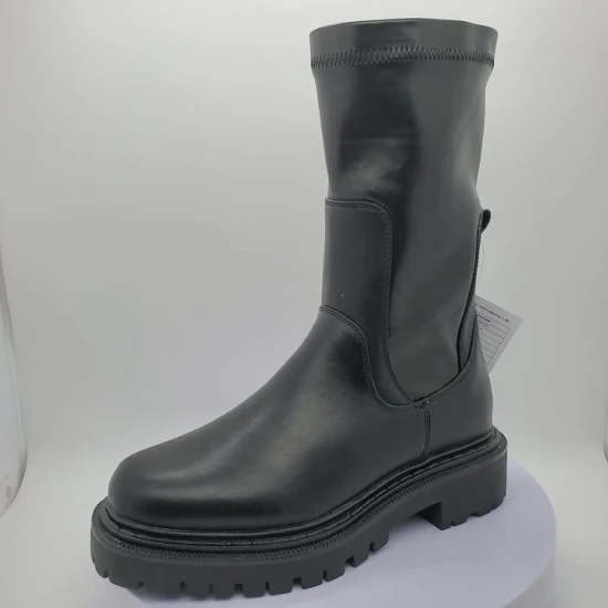 Botas hasta la rodilla elásticas de moda para mujer Bota de tacón de bloque bajo