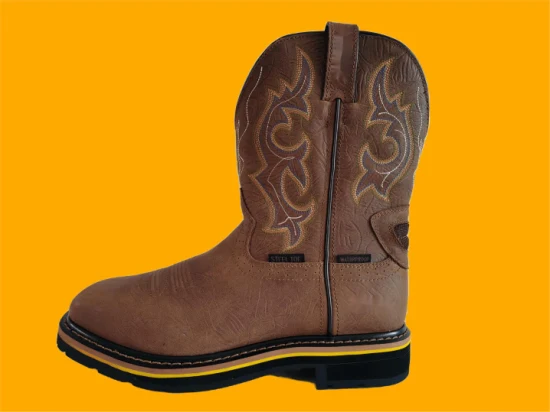 Botas vaqueras cuadradas con punta de acero estilo vaquero y cuero con punta de acero