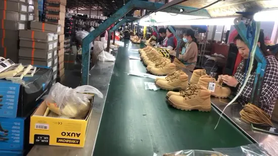 Bota de seguridad laboral antiestática de doble color y densidad doble con punta de acero
